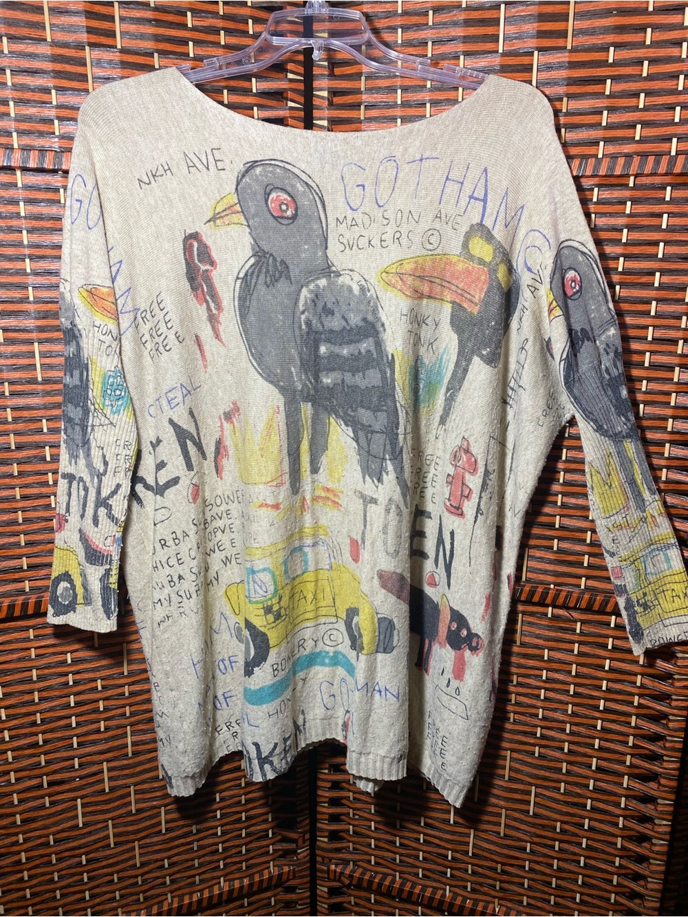 Coeur de Vague Oversized Graphic Art Sweater Women’s 2X/3X Superman Theme